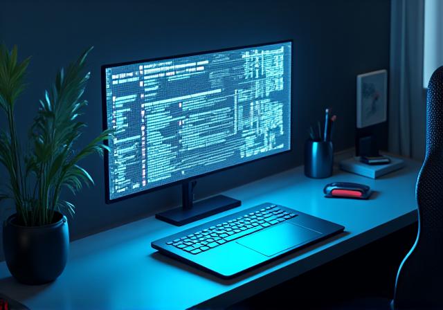 Creative digital workspace with floating UI elements